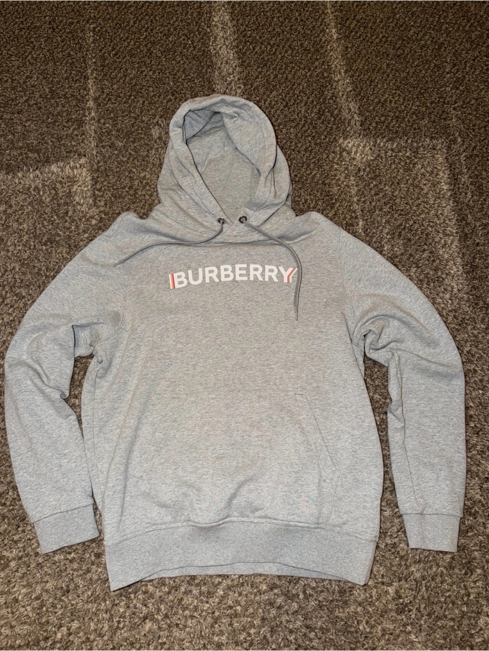 Burberry Men's Light Gray Hooded Sweatshirt size small